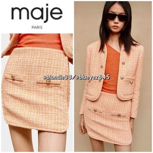 Maje “Jilandra” side-split tweed mini skirt FR38/US6